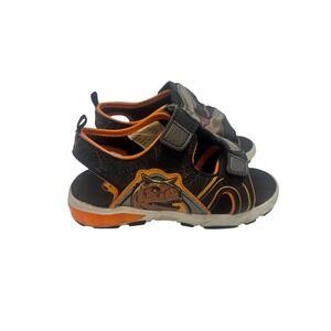 Wonder Nation Dinosaur Sandals Boys Black‎ Orange Hook Loop Toddler Size 11